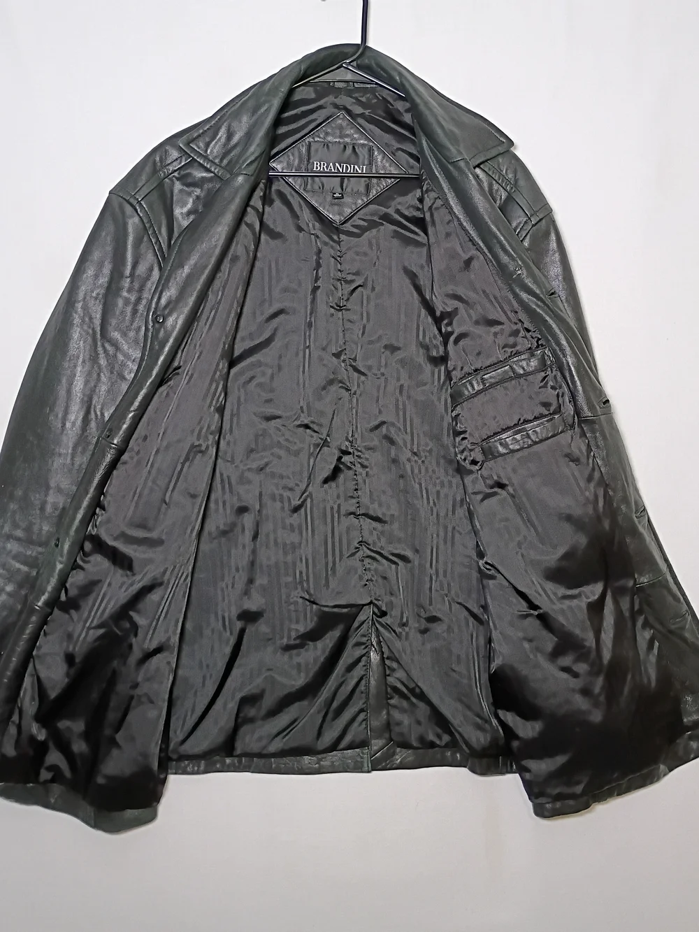 Brandini Le Collezioni Mens Black Leather Insulated Car Coat XL